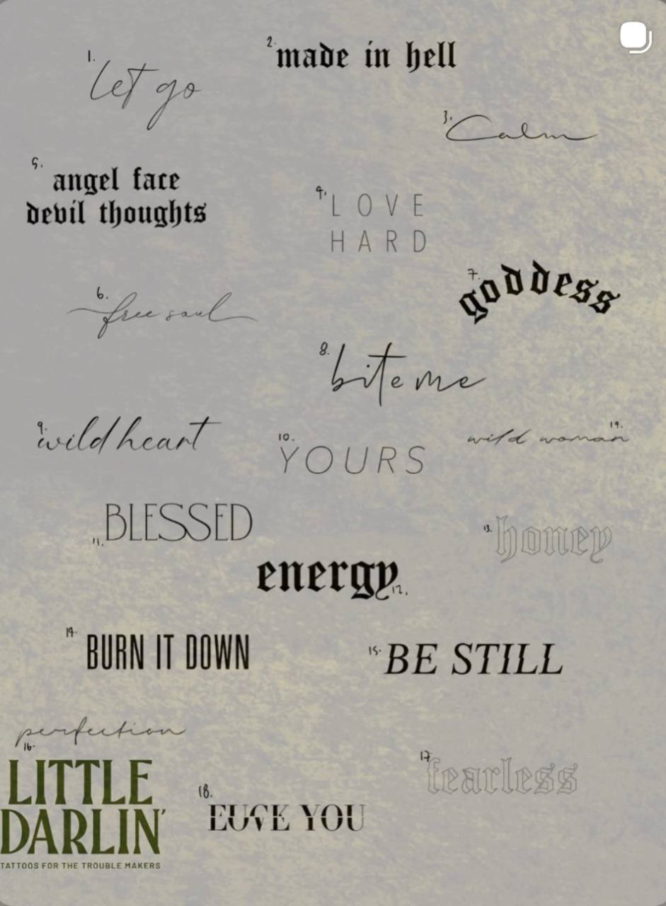 Little Darlin Lettering Flash Sheet